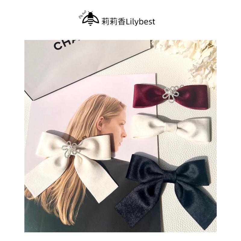 质感水钻双面丝绒蝴蝶结胸针