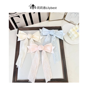 蝴蝶结别针玫瑰花手作软妹领结蕾丝lolita配饰夏日现货低饱和色系