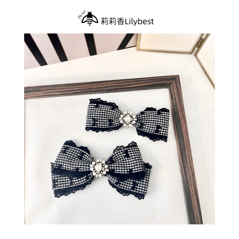 miu家风胸针千鸟格蕾丝珍珠水钻蝴蝶结别针大小姐贵气张元英穿搭