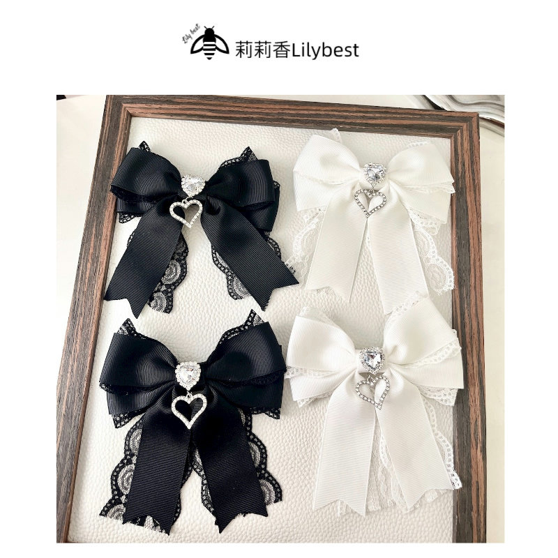 日系胸针蕾丝爱心吊坠蝴蝶结服装配饰领结女甜美可爱发饰新