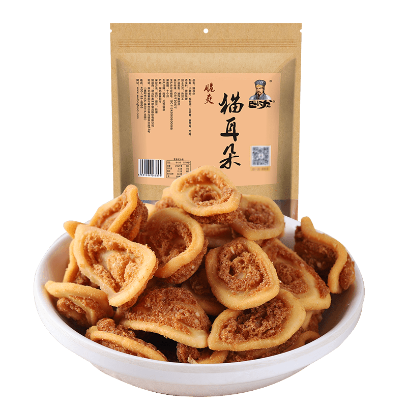 卧龙酥脆猫耳朵零食怀旧小吃280g*2袋休闲食品好吃办公室夜宵糕点