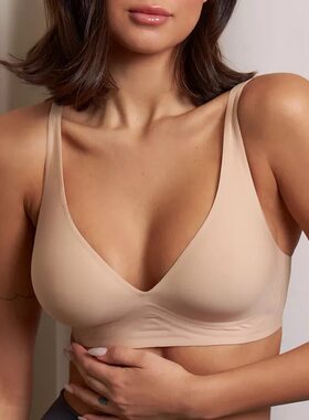 无痕果冻内衣女深V薄款软支撑舒适感大胸显小U背性感文胸罩bras