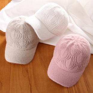 毛线鸭舌帽子中老年女士秋冬天韩版休闲百搭加厚保暖针织帽棒球帽