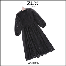 【ZLX 庄俪欣】2020秋季新圆领气质灯笼袖A字版气质连衣裙ZLQ119Y