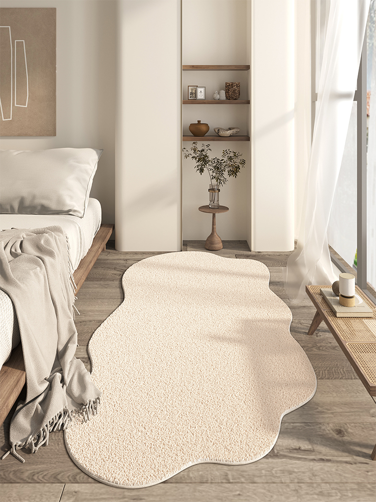 日式侘寂风异形云朵床边毯卧室极简轻奢高级感地毯长条不规则地垫