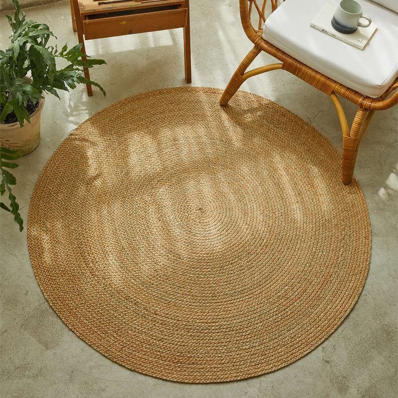 手工编织地垫卧室草编圆形亚麻地毯客厅蒲草席子日式茶室藤编草席,居家布艺,地毯,淘宝优惠券,粉丝福利购,淘宝优惠卷