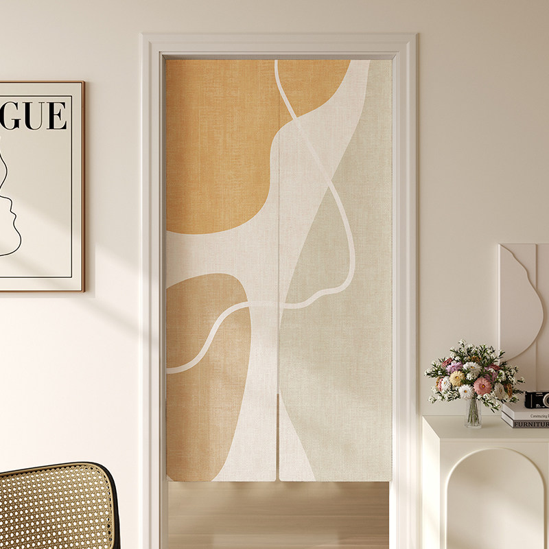 侘寂风门帘高级感家用卧室卫生间隔断帘厨房厕所遮挡帘免打孔半帘