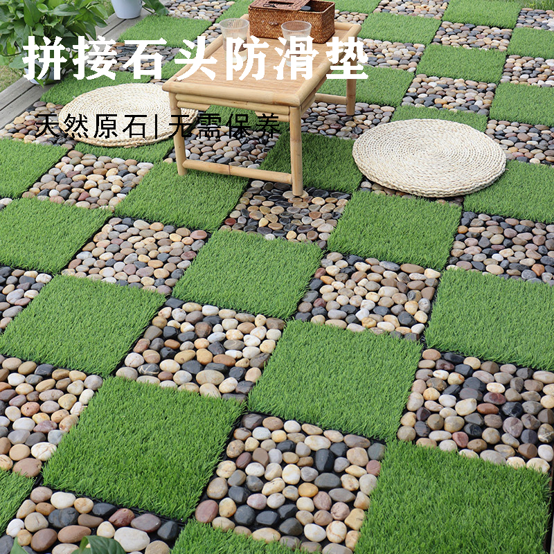 天然鹅卵石地垫别墅户外庭院塑木地板防腐防水防晒阳台室外拼接垫