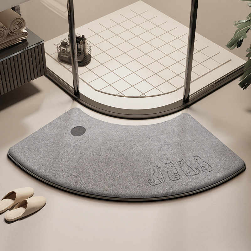 弧形浴室地垫简约化妆室厕所扇形防滑脚垫淋浴房门口吸水耐脏地毯