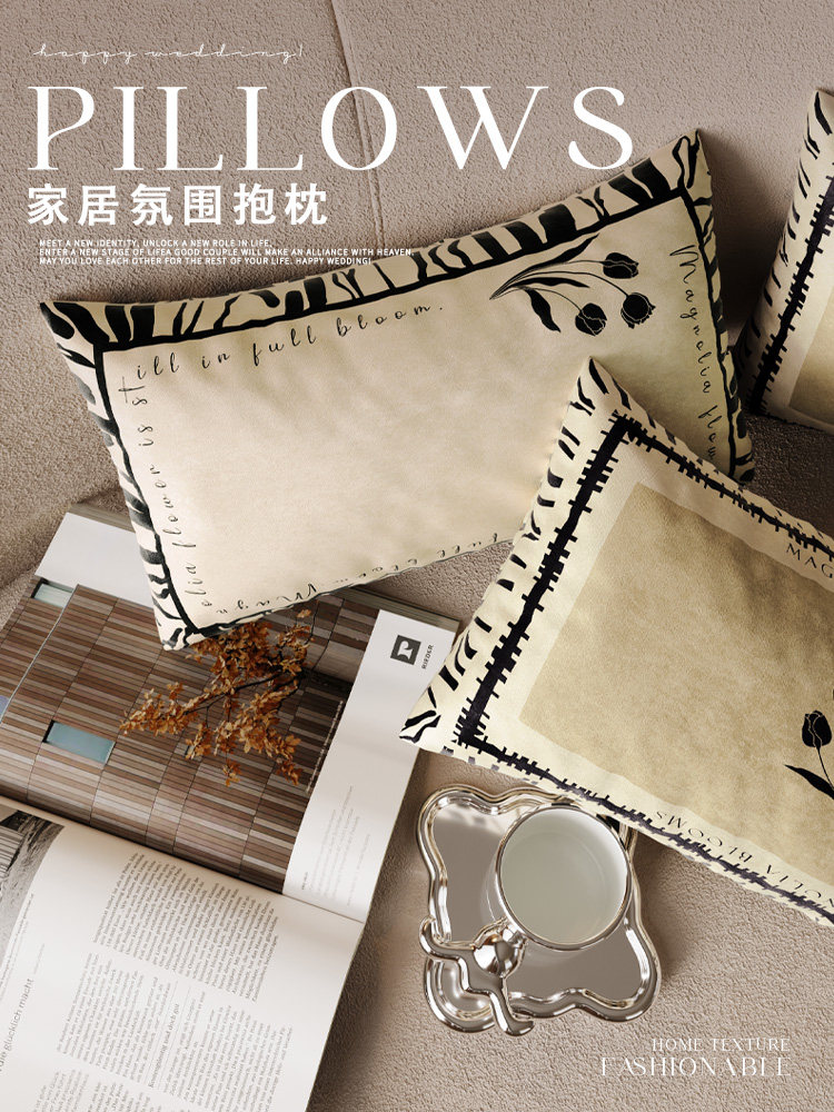 客厅沙发长条抱枕轻奢高级感长方形腰枕可拆洗不含芯枕套靠垫靠背