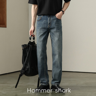 HAMMER 莱赛尔复古蓝牛仔裤 SHARK 直筒裤 修身 男夏季 通勤百搭男士