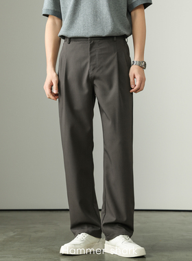 【人棉混纺】高级感意式老钱风直筒西裤休闲裤男士夏季通勤长裤男