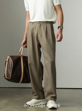 老钱风复古直筒休闲裤男夏季轻商务通勤西裤男士长裤HAMMER SHARK