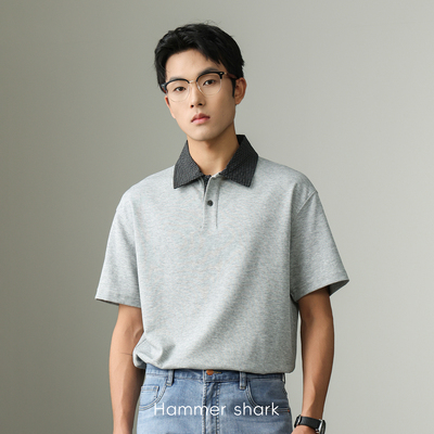 高级感意式老钱风复古翻领polo衫男士夏季商务通勤百搭短袖T恤男