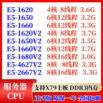 X79 CPU E5-1620 1620V2 1650V2 1660V2 1680V2 4627V2 2667V2