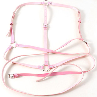 日韩女团夜店辣妹束胸衣PU皮革制服腰带双肩带束腰网红热舞秀直播