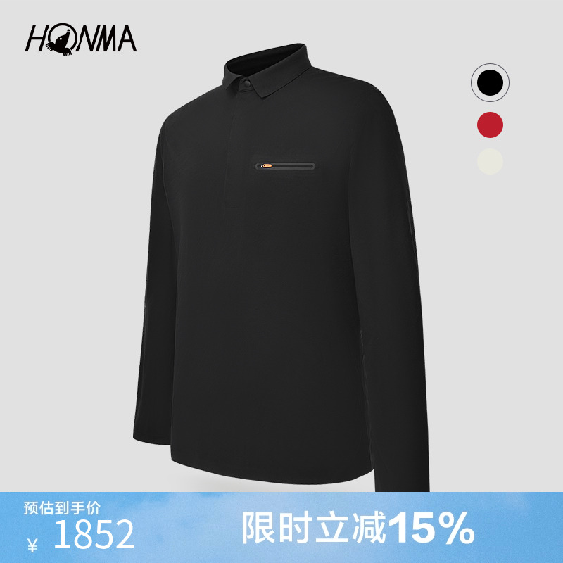 HONMA浅领口长袖polo衫