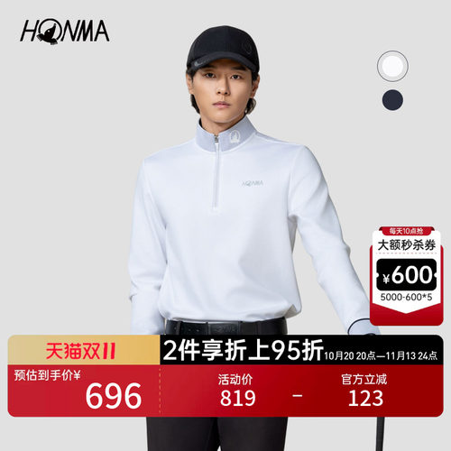 【专业高尔夫】HONMA秋季男士套头长袖上衣舒适柔软时尚百搭上衣