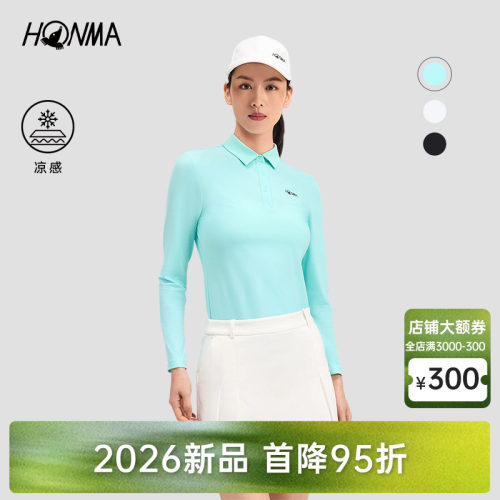【专业高尔夫】HONMA2026新款女士长袖polo印花设计简约时尚百搭