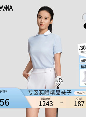 [专业高尔夫]HONMA夏季女士舒适亲肤上衣时尚撞色运动短袖polo衫
