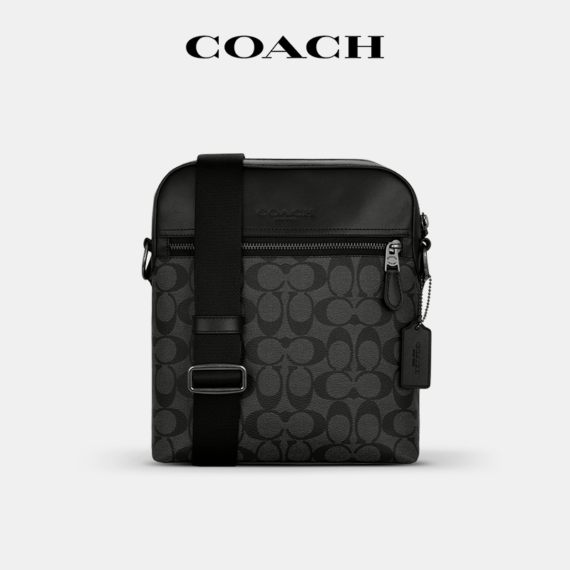 【官方授权】COACH/蔻驰Houston飞行手袋经典老花单肩斜挎包男