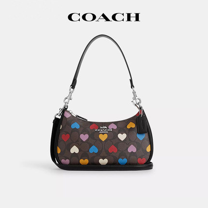 【官方授权】COACH/蔻驰Teri腋下月牙女包彩色爱心单肩斜挎手提包