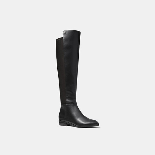 MK女士轻奢皮靴时尚百搭黑色靴子