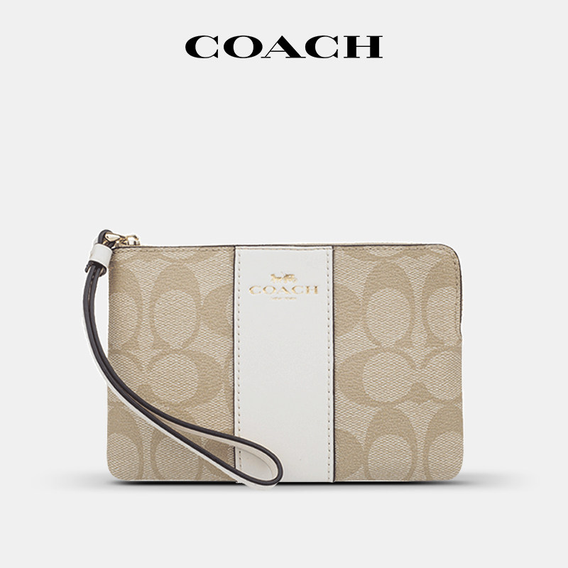 【官方授权】coach/蔻驰手拿包新经典老花迷你女士短款零钱包手包