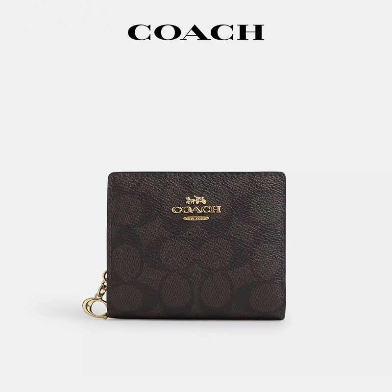 【国内现货】COACH/蔻驰Snap Wallet短款按扣两折女钱包证件卡包