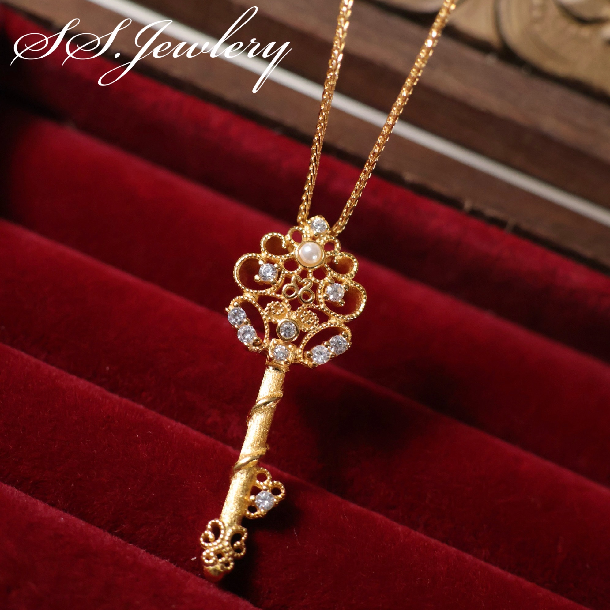 SSJEWELRY轻奢珠宝S925拉丝魔仙棒钥匙项链精致轻奢高级感锁骨链