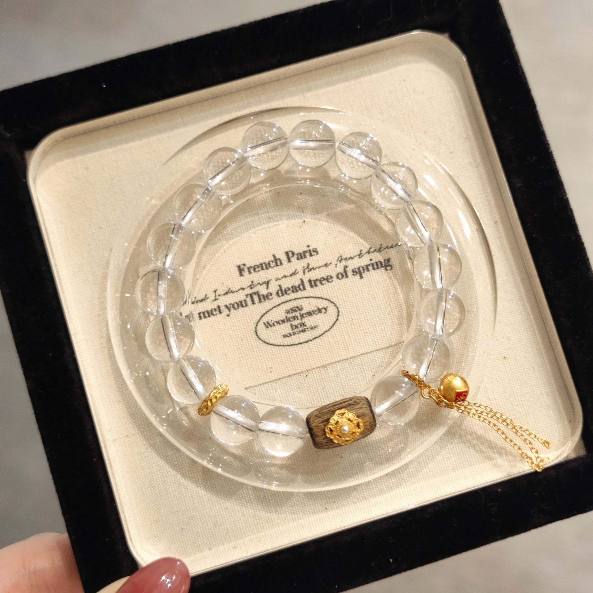 SSJEWELRY轻奢珠宝天然白水晶手串S925银沉香轻奢高级感精致手链