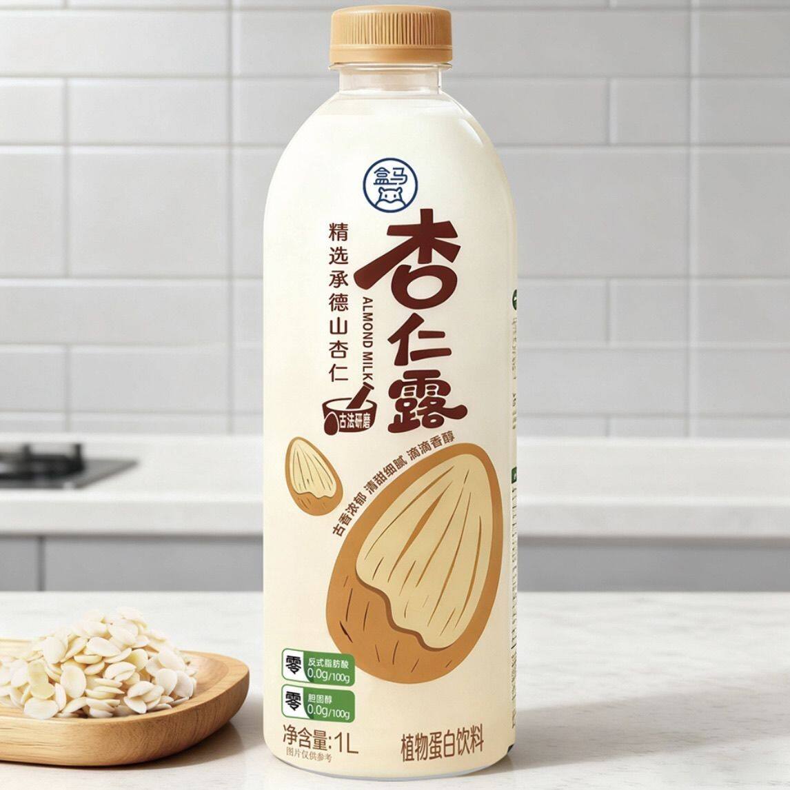盒马杏仁露1L承德山古法研磨清甜爽口冰镇口感更佳没有额外添加糖