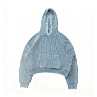 Basic 上衣毛衣 annals水洗磨毛系列2.0超重磅卫衣湖水蓝纯棉短款