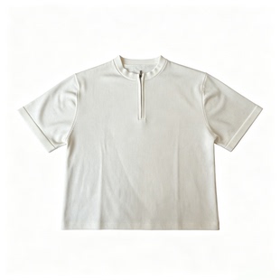 Basic annals美式风半拉链短袖T恤男透气上衣莱赛尔天丝boxy短袖