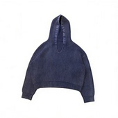 纯棉上衣v领boxy帽衫 Basic annals水洗磨毛重磅连帽卫衣男女短款