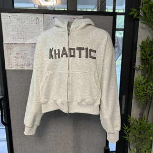 Basic annals美式复古做旧卫衣外套短宽boxyfit上衣双拉链超短款