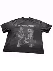 Basic Annals American Retro Character Print Short-Sleeved T-Shirt Men's Band Short-Sleeved White Ink Direct Spray Boxyfit