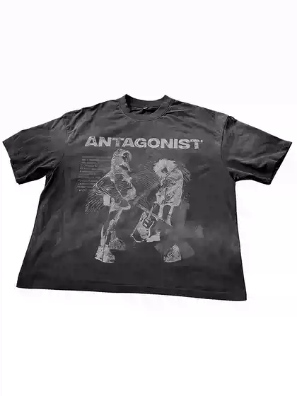 Basic Annals American Retro Character Print Short-Sleeved T-Shirt Men's Band Short-Sleeved White Ink Direct Spray Boxyfit