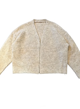 Basicannals极简风V领针织开衫男慵懒气质宽松短款毛衣羊毛混纺