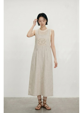 亚麻天丝背带裙子女夏季韩系