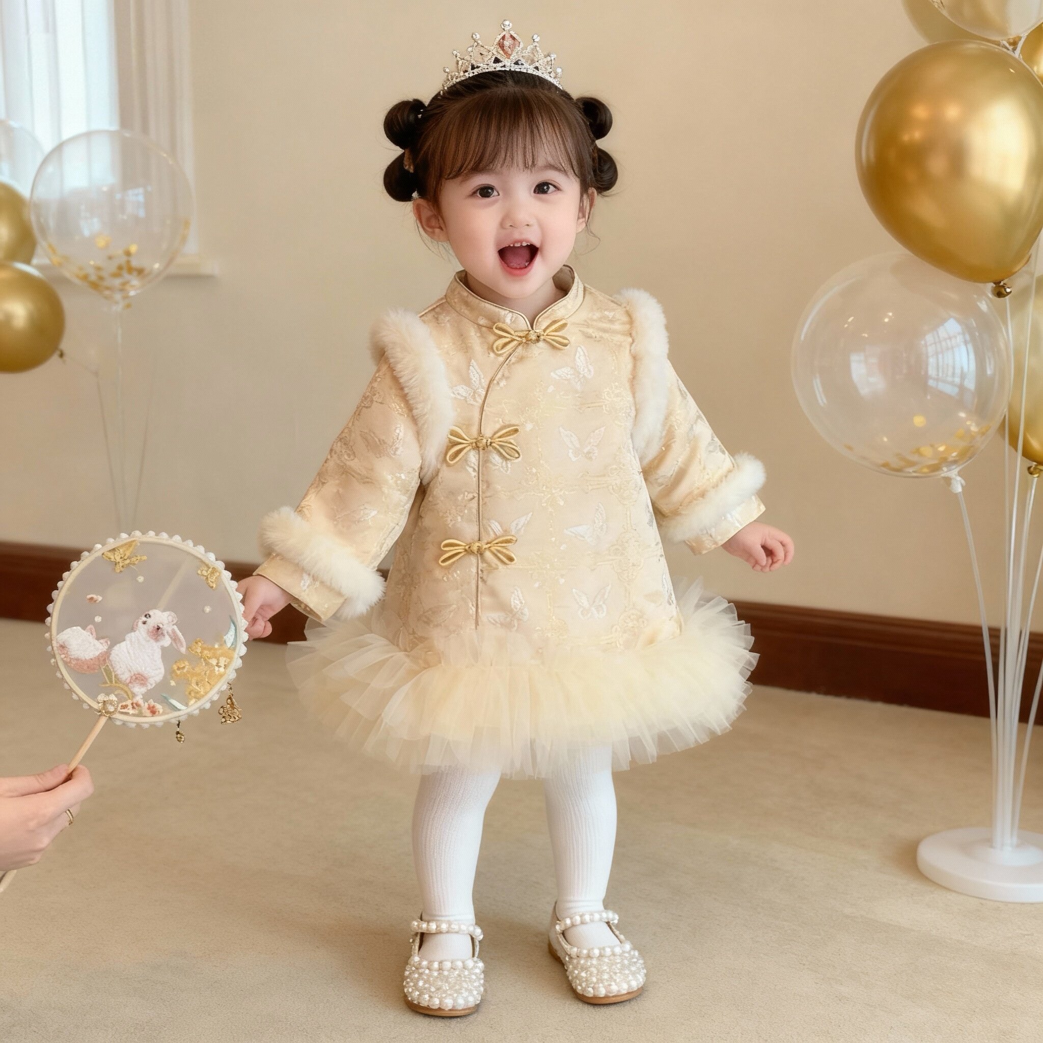 新中式旗袍裙小女孩洋气拼接立领提花汉服连衣裙儿童中国风拜年服,童装/婴儿装/亲子装,旗袍,淘宝优惠券,粉丝福利购,淘宝优惠卷