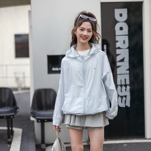 轻薄拉链防晒衣外套宽松休闲夏季新款微笑天地女生大童青少年女装