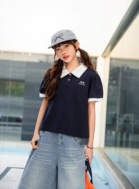 校园学长风甜美女生POLO衫