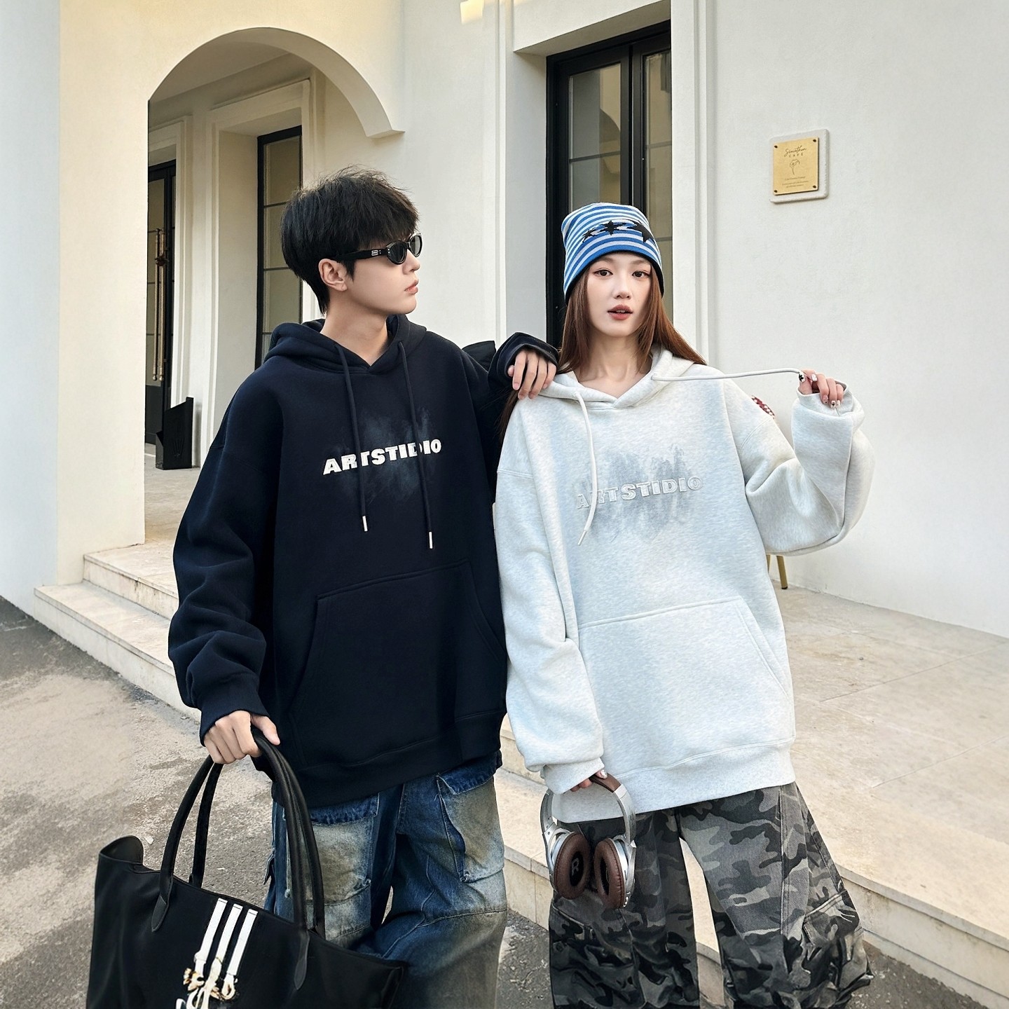 一体加绒衫针织卫衣帽衫休闲男女生大童青少年装圣芭米洛新款冬装