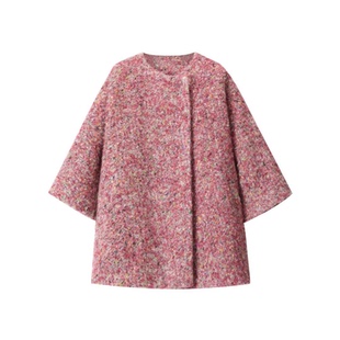 毛绒大衣 璞格高端羊绒大衣9711郁雅小香风短款 思思