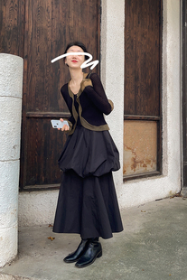 撞色花边薄款 罩衫 长袖 开衫 秋 针织衫 iris.O鸢原创设计感复古新中式