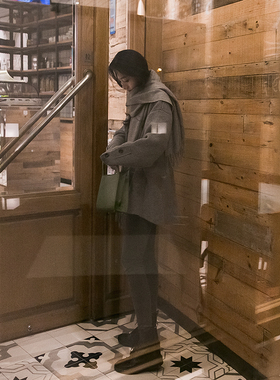 iris.O宽松中长款翻领单排扣羊毛毛衣针织衫外套开衫女厚早春