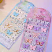 3d立体唯美蝴蝶水晶钻石贴画女孩宝石装 饰手机壳贴纸儿童奖励粘贴