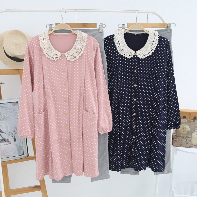 대외 무역 일본 오리지널 싱글 데이 싱글 여성 긴팔 출산복 긴 감금 옷 간호 잠옷 산후 수유복