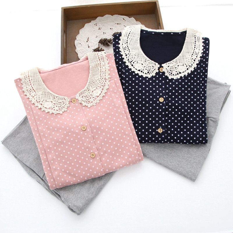 대외 무역 일본 오리지널 싱글 데이 싱글 여성 긴팔 출산복 긴 감금 옷 간호 잠옷 산후 수유복